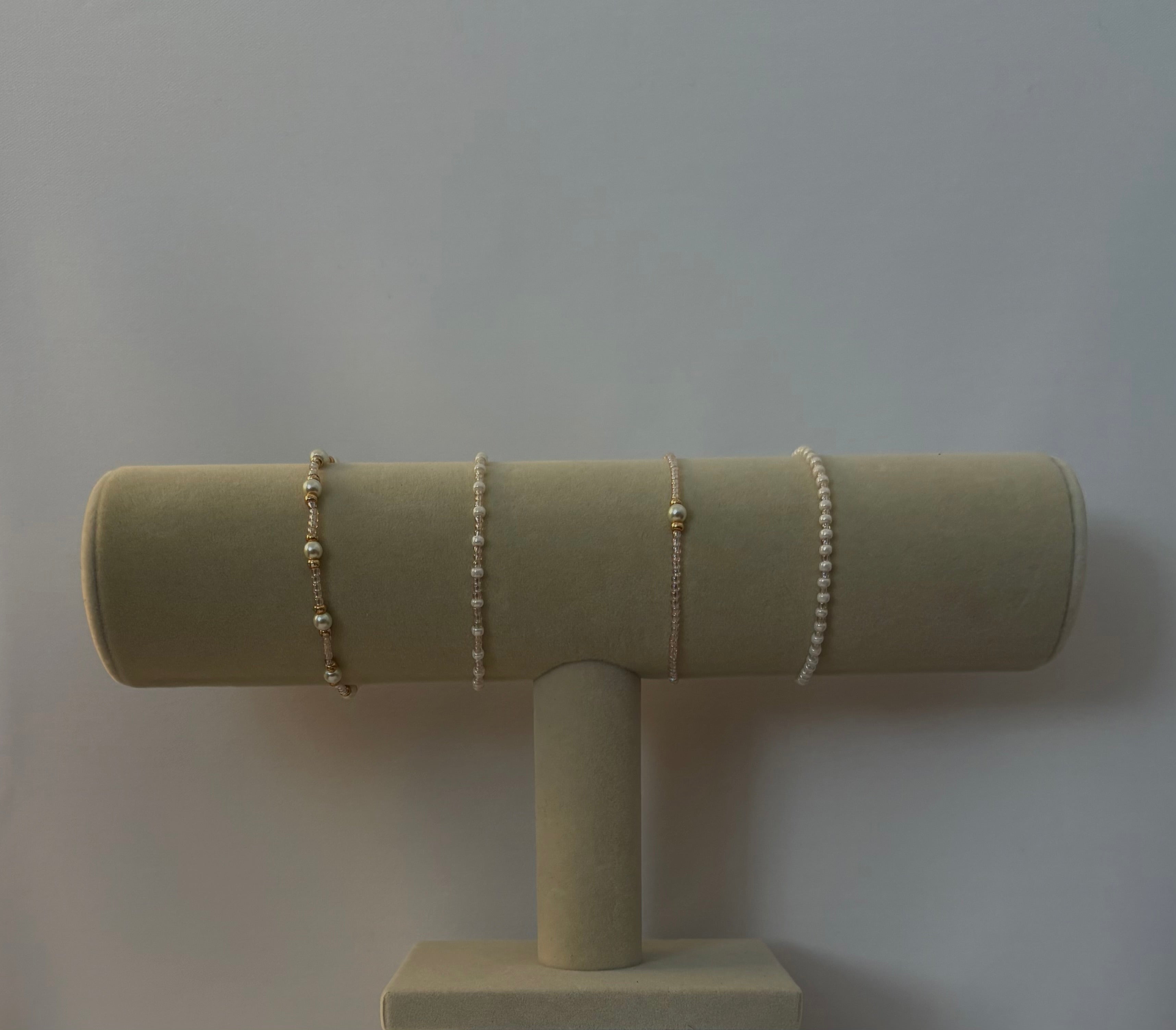 The Pretty in Pink Set – Pink, Gold & White Seed Bead Bracelets